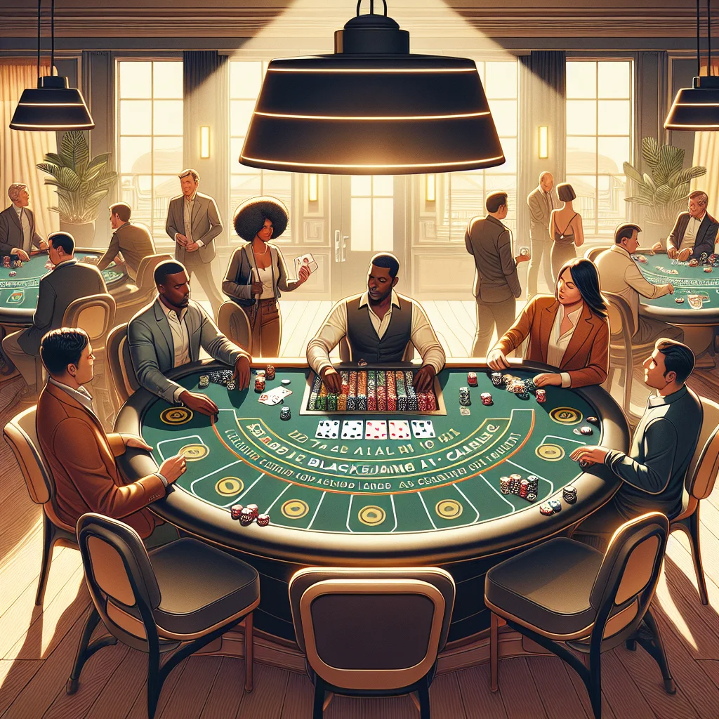 Mesa de blackjack em um cassino